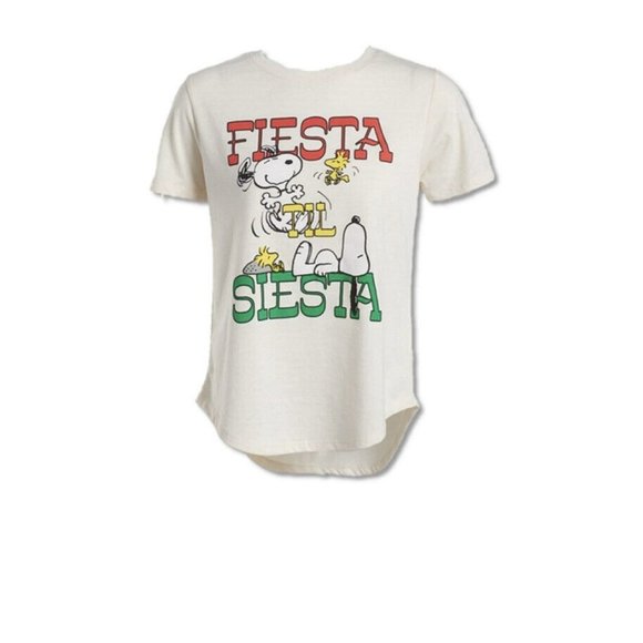 PEANUTS Worldwide LLC Tops - PEANUTS “FIESTA TIL SIESTA” Short Sleeve T-Shirt.Size Juniors Small 3-5 Gift New
